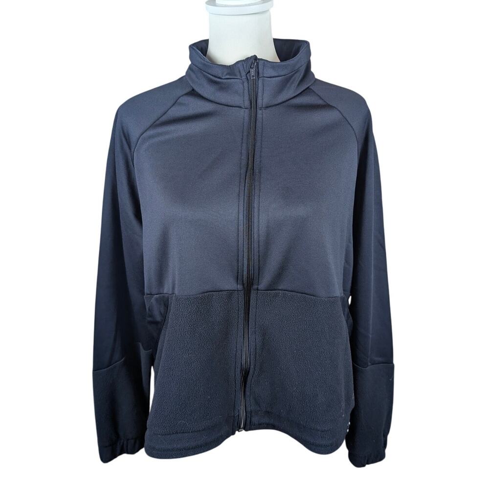 Adidas Women's Cropped Full Zip Jacket Fleece Nylon Size 1X Plus Athletic Casual
